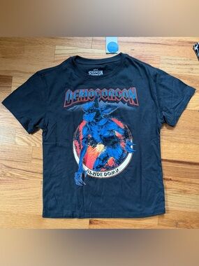Netflix Kids Black Demogorgon Graphic Tee with Blue & Red Art
